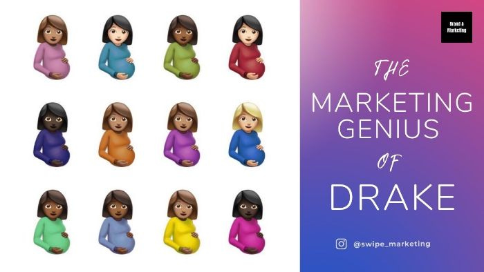 drake's album cover art for certified lover boy is on the left and on the right is the title "the marketing genius of drake." the album cover art has an entirely white background, with 3 rows of 4 pregnant woman emoji in all different colors. drake's album cover art for certified lover boy is on the left and on the right is the title "the marketing genius of drake." the album cover art has an entirely white background, with 3 rows of 4 pregnant woman emoji in all different colors.