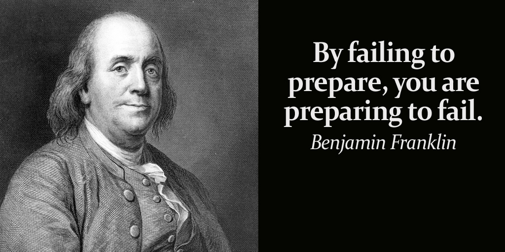 Social Jukebox on X: "By failing to prepare, you are preparing to fail. -  Benjamin Franklin #quote https://t.co/CHrfjF4izS" / X