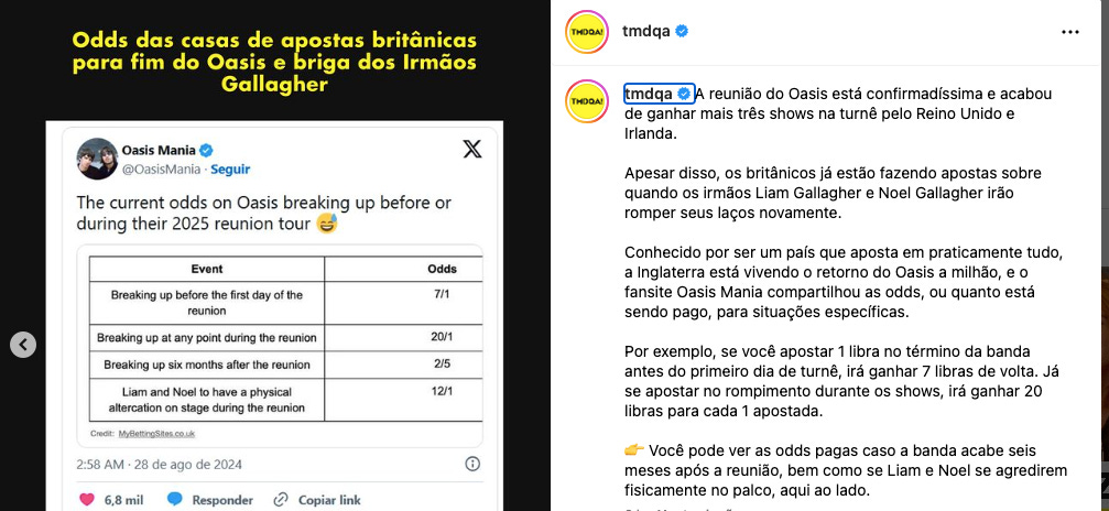 Imagens: Instagram @TMDQA