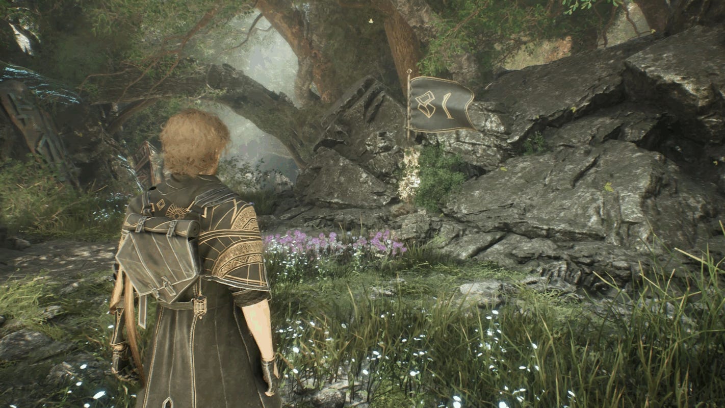 Gustave discovers a flag planted by a previous Expedition in Clair Obscur; Expedition 33