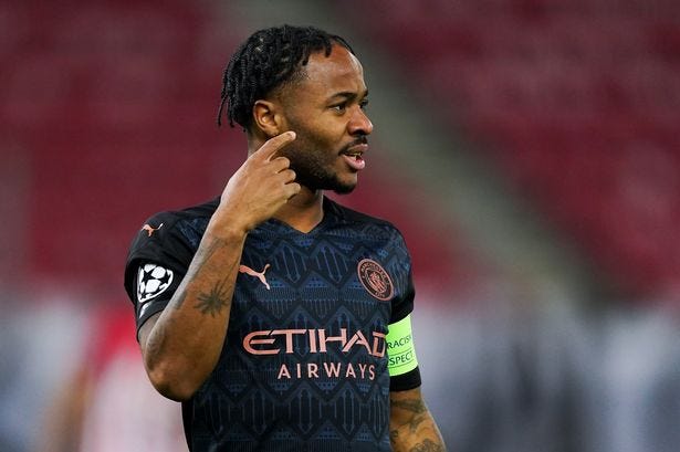 Remarkable' Raheem Sterling praised for performance in Man City win against  Olympiacos - Manchester Evening News