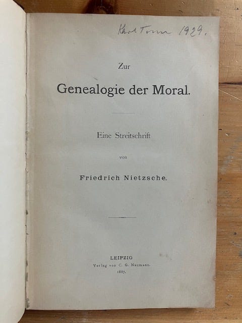 Zur Genealogie der Moral (On the Genealogy of Morals). by NIETZSCHE,  Friedrich: Very good contemporary boards (1887) First Edition. | Eternal  Return Antiquarian Bookshop
