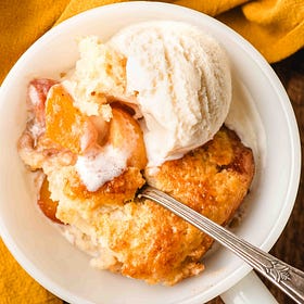 Real Deal Buttermilk Biscuit Peach Cobbler