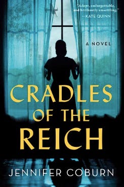 A cover of the novel showing the silhouette of a woman looking out a window and a portrait of the author
