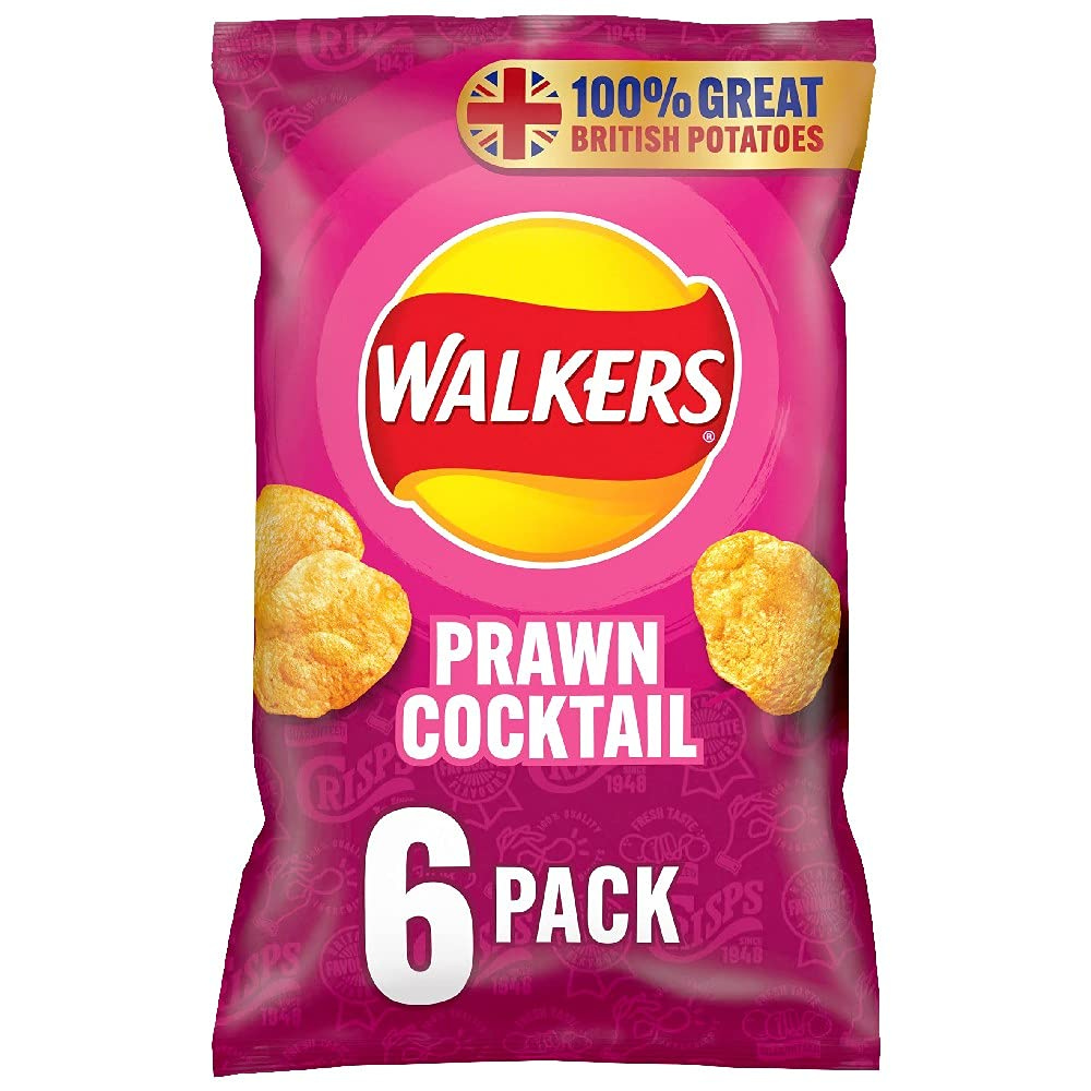 Walkers Prawn Cocktail Multipack Crisps 6 x 25g : Amazon.co.uk: Grocery
