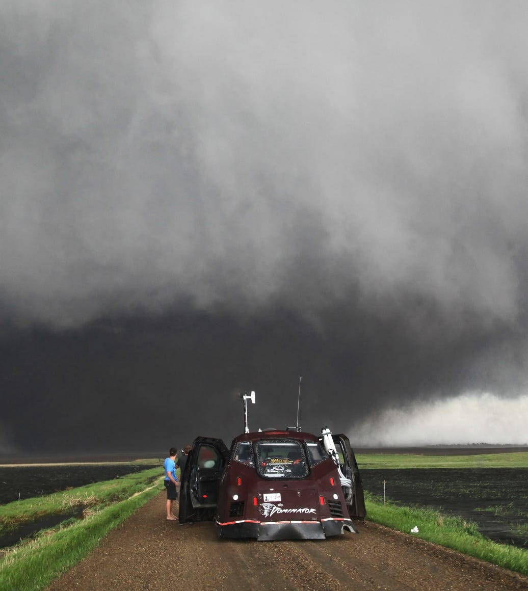 The dominator parked in front of a massive wedge tornado The dominator parked in front of a massive wedge tornado
