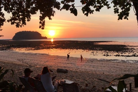 Sunset from the bar at Relax. Not too shabby. Photo: Stuart McDonald Sunset from the bar at Relax. Not too shabby. Photo: Stuart McDonald