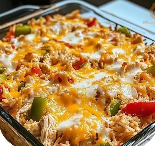 Fajita Chicken Casserole with Rice Cheese Salsa