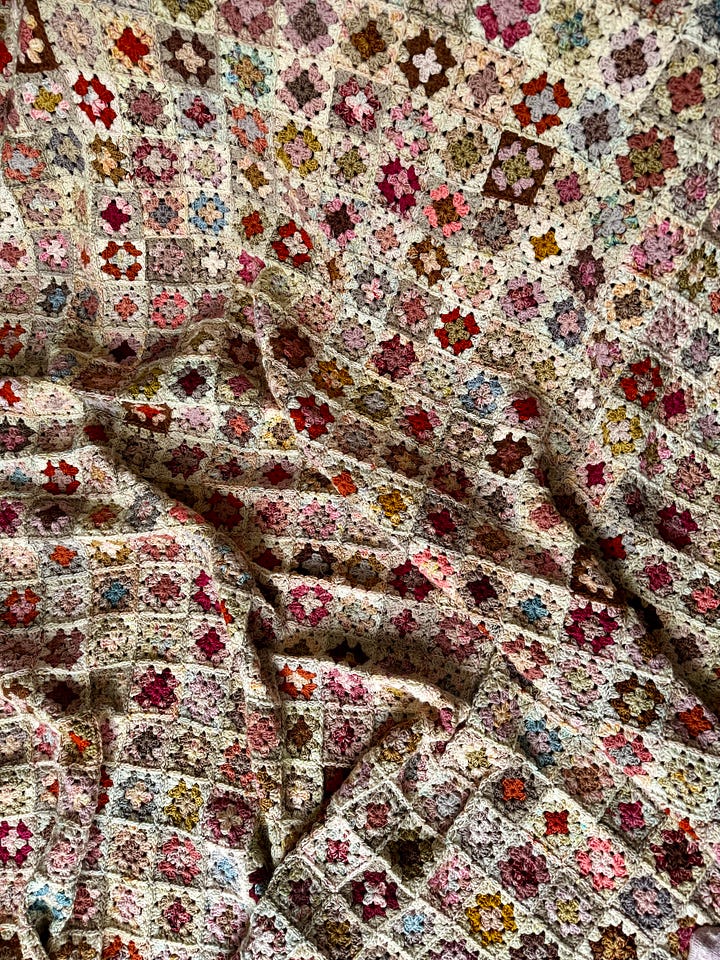 Sitting by the Fire Crochet Granny Square Blanket