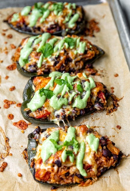 Vegetarian Stuffed Poblano Peppers