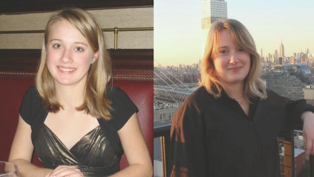 Kate Warrington as a child and adult