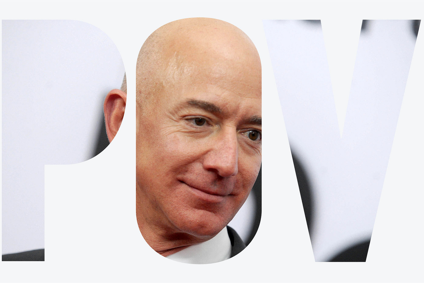 Photo: Jeff Bezos, a bald white man in a suit, poses for a formal headshot
