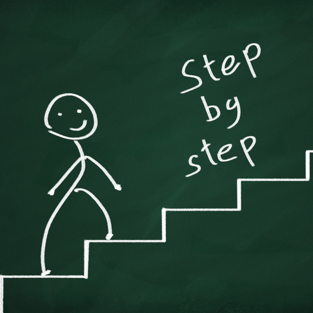 stick figure going up steps