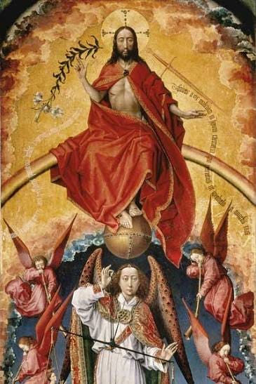R.v.der Weyden, Christ as Judge of World - Rogier van der Weyden as art print or hand painted oil. R.v.der Weyden, Christ as Judge of World - Rogier van der Weyden as art print or hand painted oil.