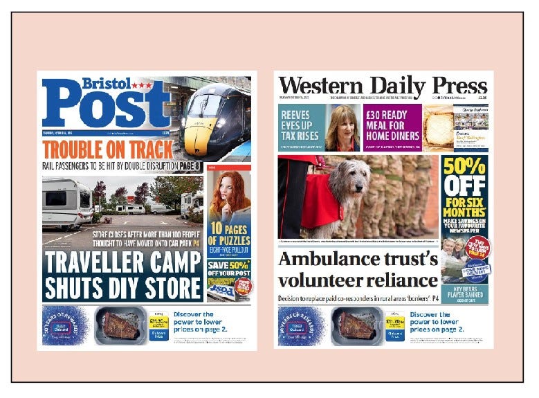 P1 of the Bristol Post and Western Daily Press