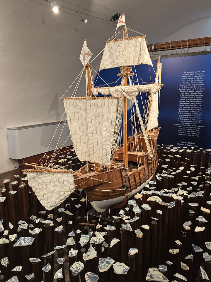 Fuerte de San Diego entrance, cannon, model ship, headdress sculpture