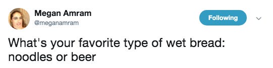 Screenshot of a funny tweet about wet bread. Screenshot of a funny tweet about wet bread.