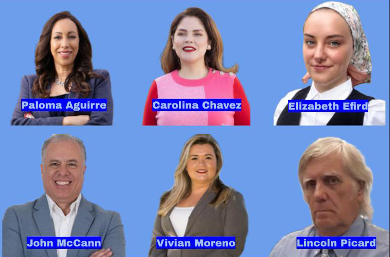 Headshots of the six candidates mentioned in the story