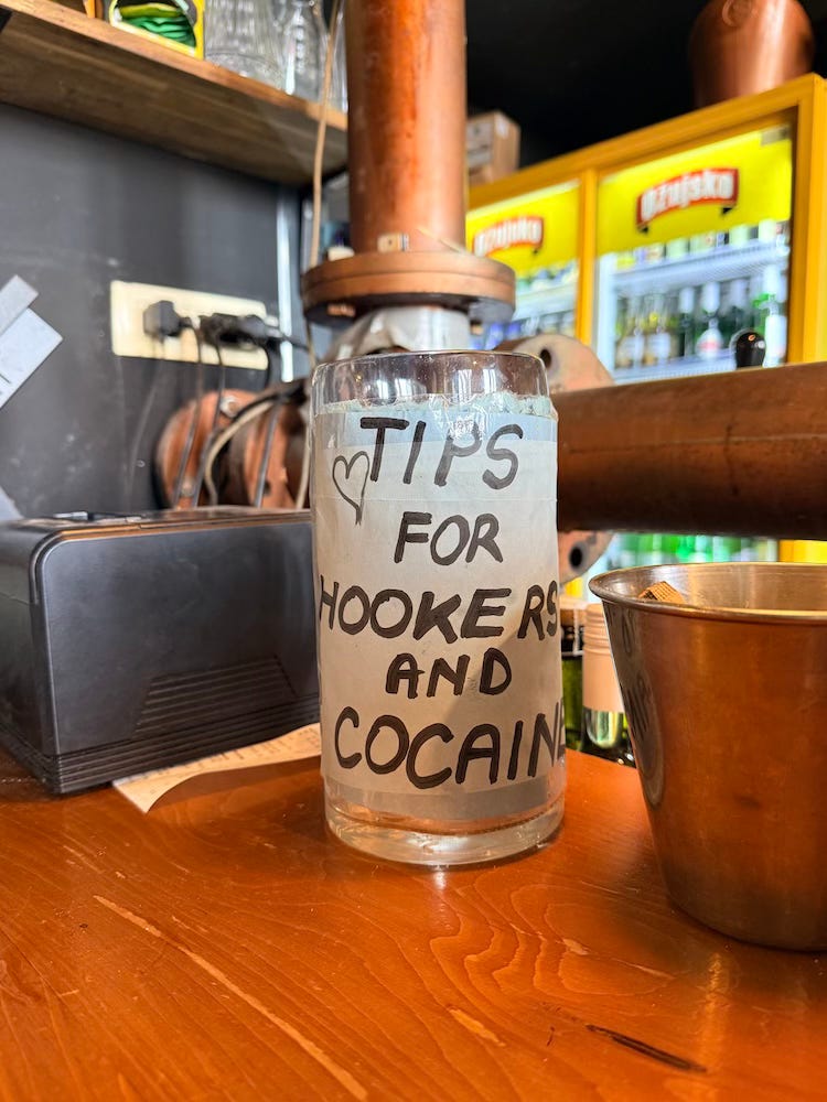 tip jar on a Croatian bar