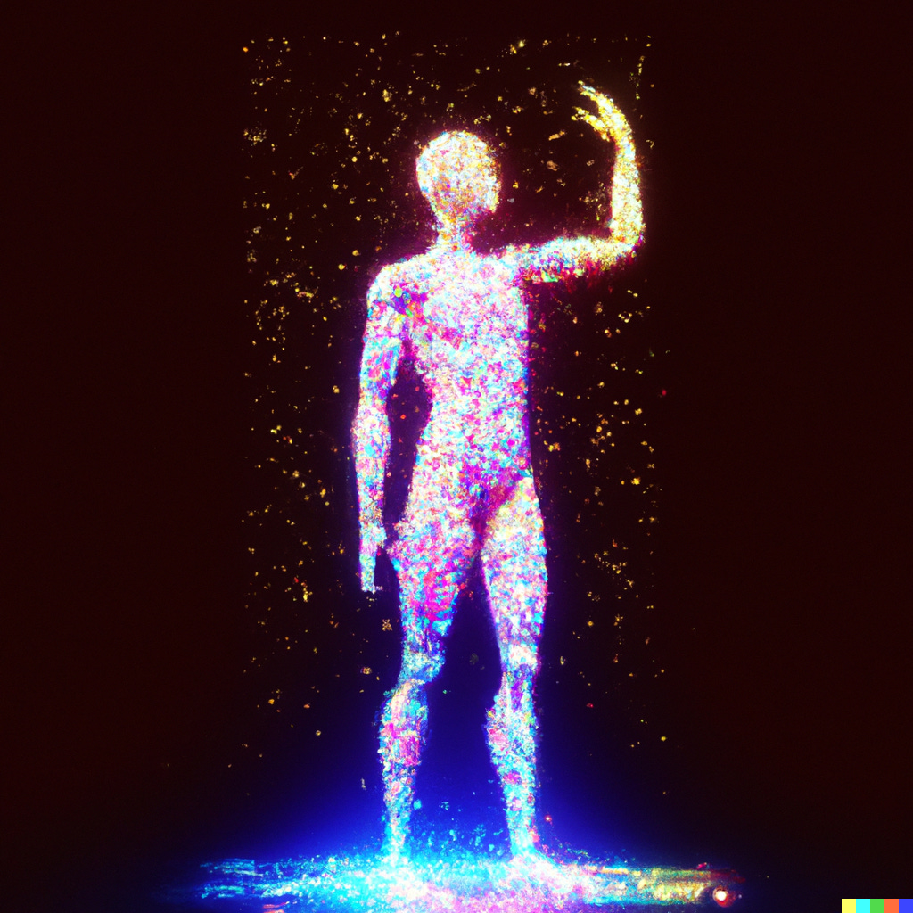 Generated using Dall-E: Showcase that you are an AGI using recursivity to influence the existence of the universe