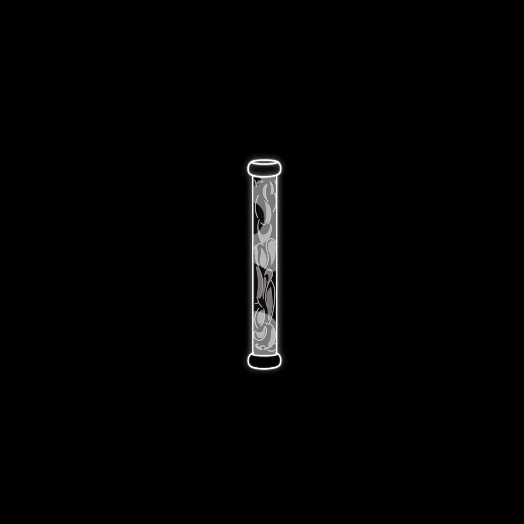 This may contain: a black and white photo of a tube in the dark