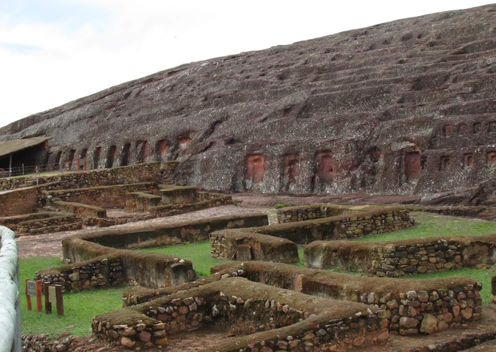 Inca works in the foreground at Samaipata.  Inca works in the foreground at Samaipata.