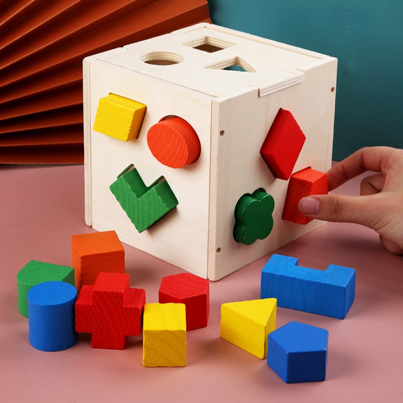Montessori 15 Hole Intelligence Box Geometric Shapes 3D Puzzle Early  Education Three-Dimensional Wooden Paired Building Block - AliExpress