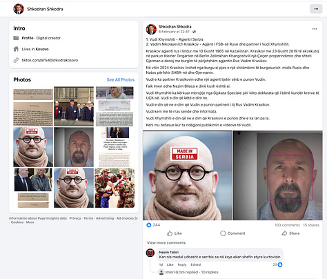 Disinformation Exhibition of Fake Account Shkodra Shkodra who is alleged to be linked to Milaim Zeka and allied with Lirim Mehmetaj.