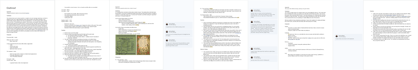 A series of document pages some with graphics and some with comments at the right.