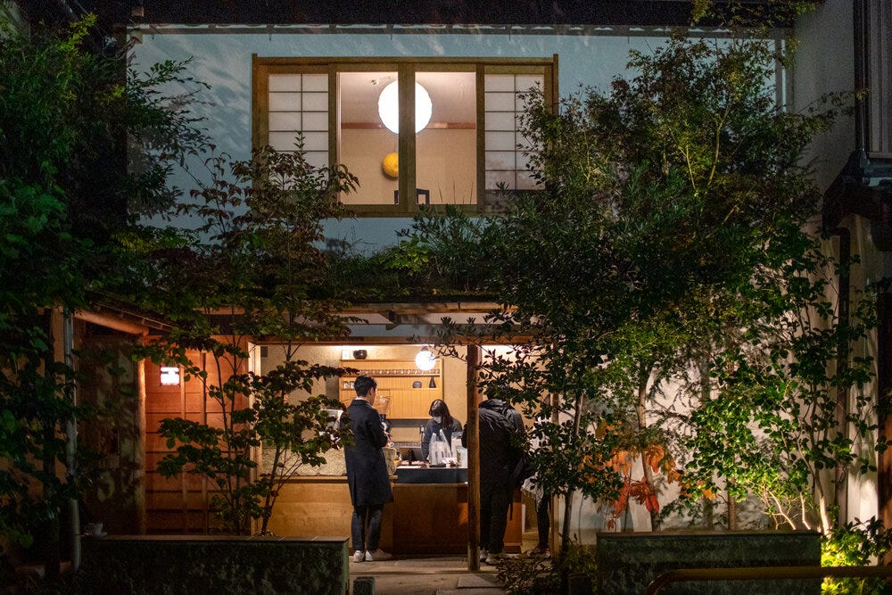 Stopping by coffee at Weekenders in Kyoto.