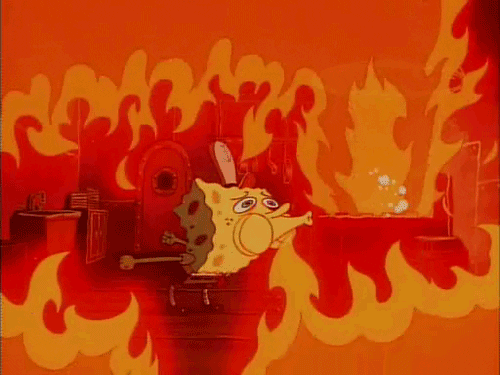 Spongebob blowing out a huge fire Spongebob blowing out a huge fire