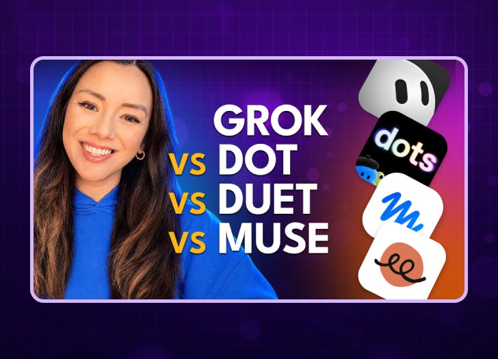 Grok vs. Dot vs. Muse vs. Claude Duet: which one crushes the competition?