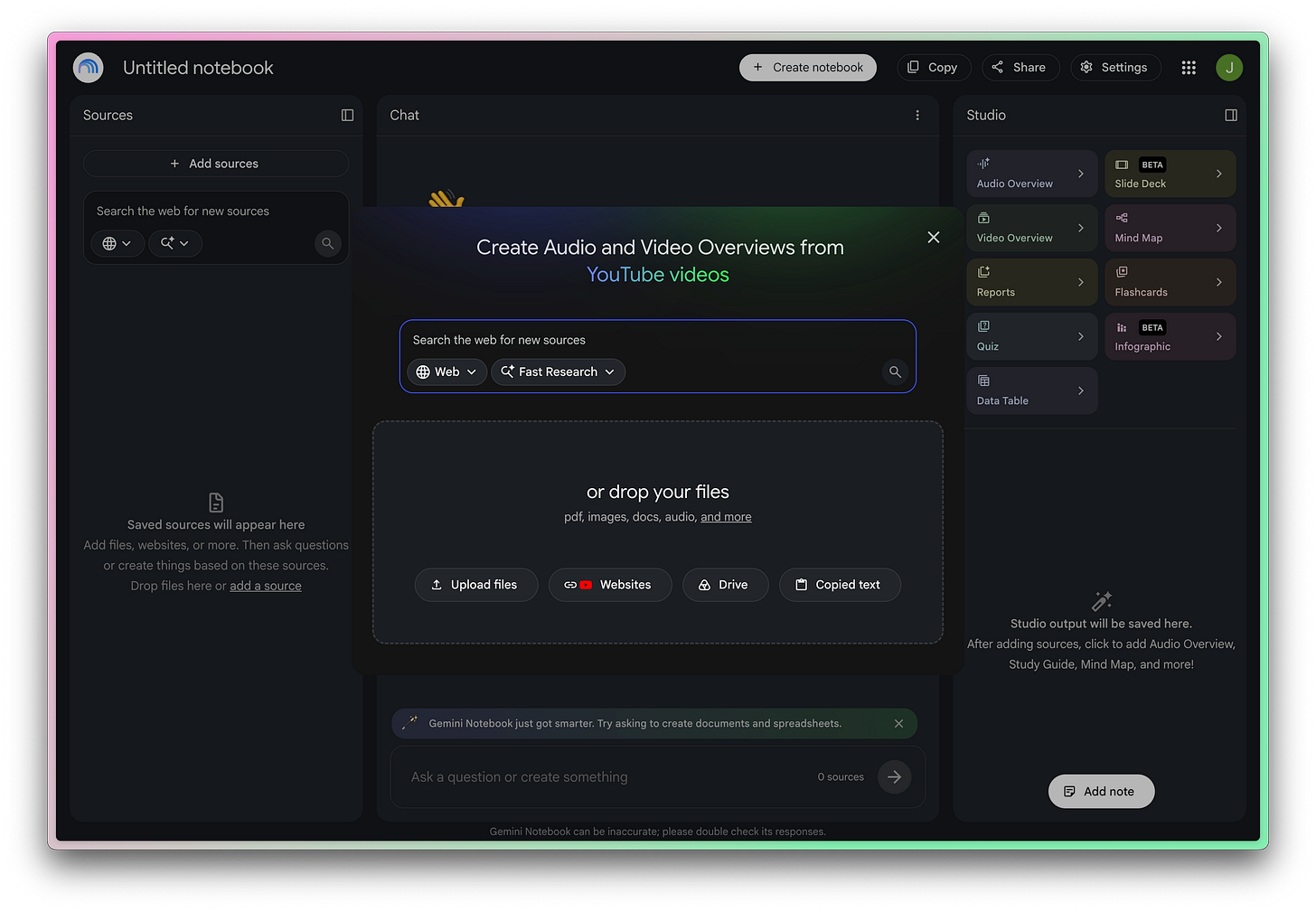 Adding a source to Gemini Notebook