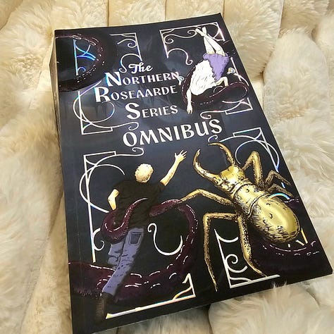 Gallery of pictures of the Northern Roseaarde Omnibus with holographic foil and colored internal pages