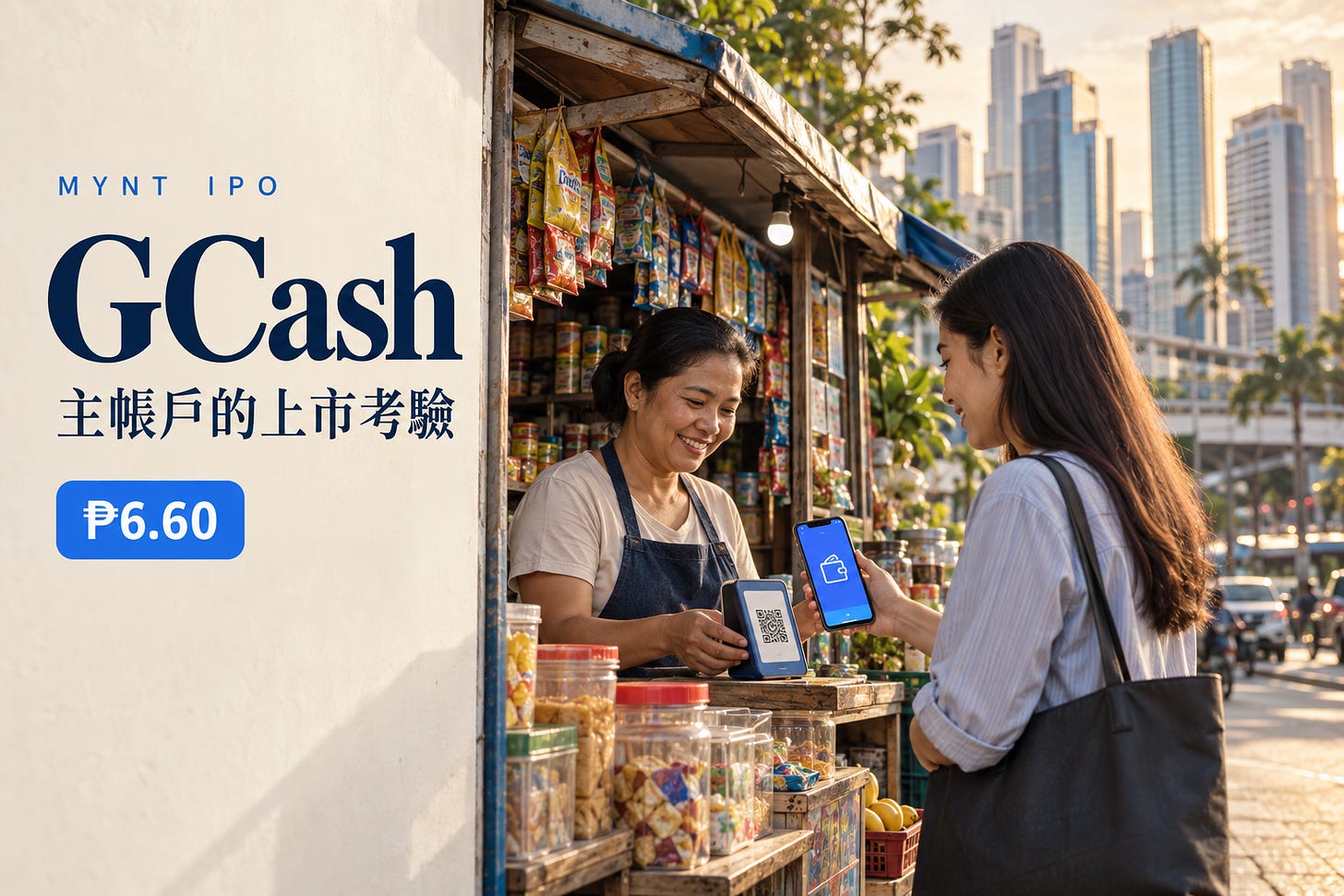 GCash 與 Mynt IPO:菲律賓日常手機支付走向公開市場,最終定價每股6.60披索。AI生成示意圖。 GCash 與 Mynt IPO:菲律賓日常手機支付走向公開市場,最終定價每股6.60披索。AI生成示意圖。