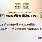 N3XTがParadigm等から$72M調達、Krakenがトークン化株式発行のBackedをM&A、など全24PJ【資金調達PJまとめ】