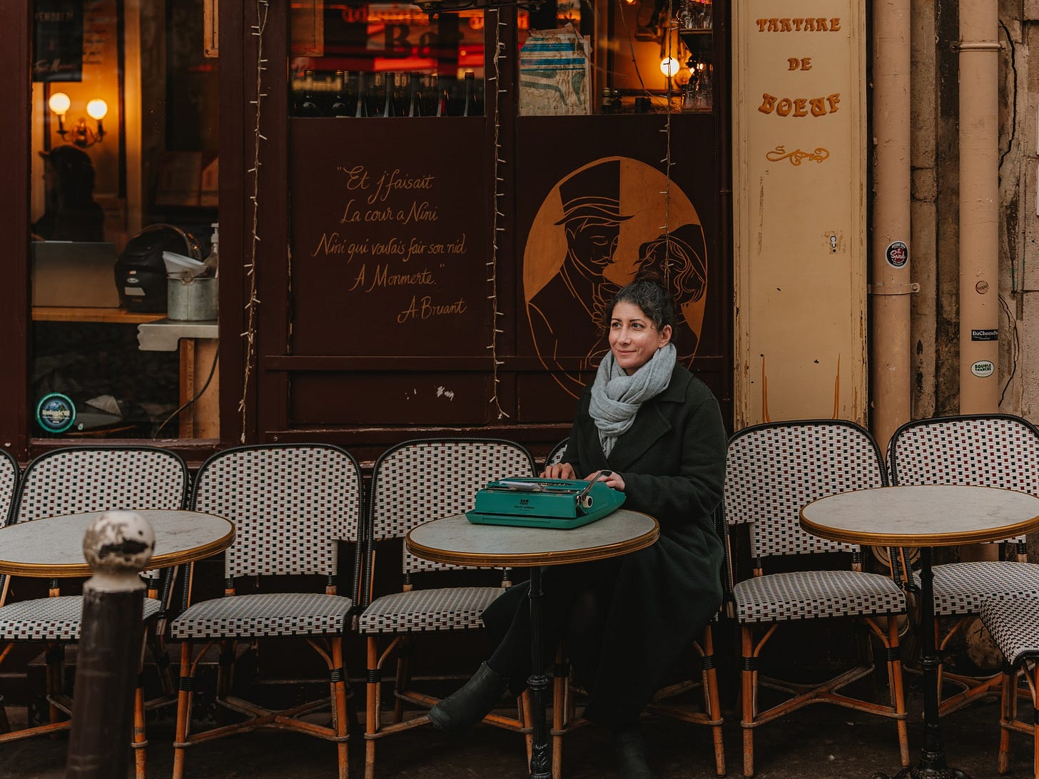 kristin amico typewriter outside cafe paris france kristin amico typewriter outside cafe paris france