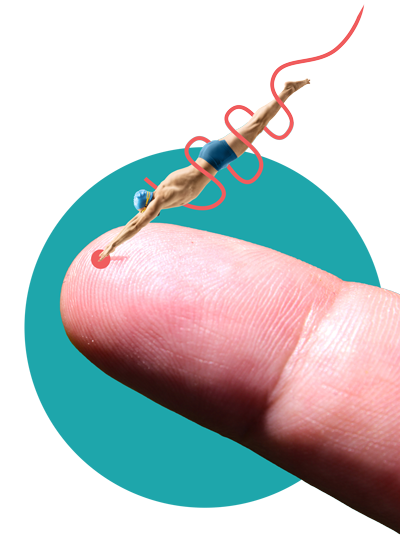 Man diving into a finger. "Splinter" Man diving into a finger. "Splinter"