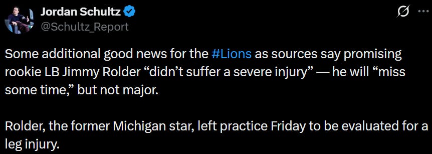 Jimmy Rolder leg injury update Jimmy Rolder leg injury update