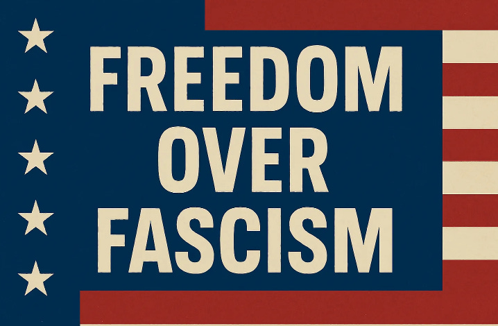 Freedom Over Fascism. Stars and flag imagery. Freedom Over Fascism. Stars and flag imagery.