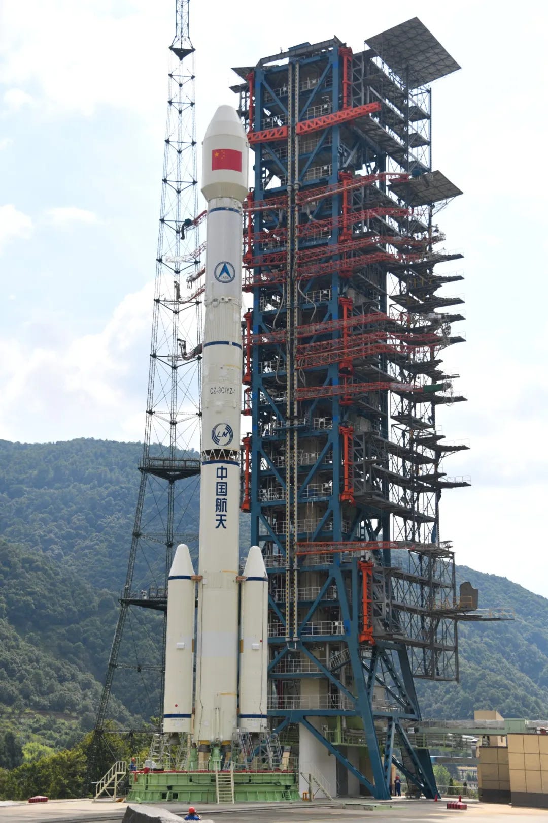 The Long March 3C/E stood at Launch Complex 2 ahead of its launch mission.