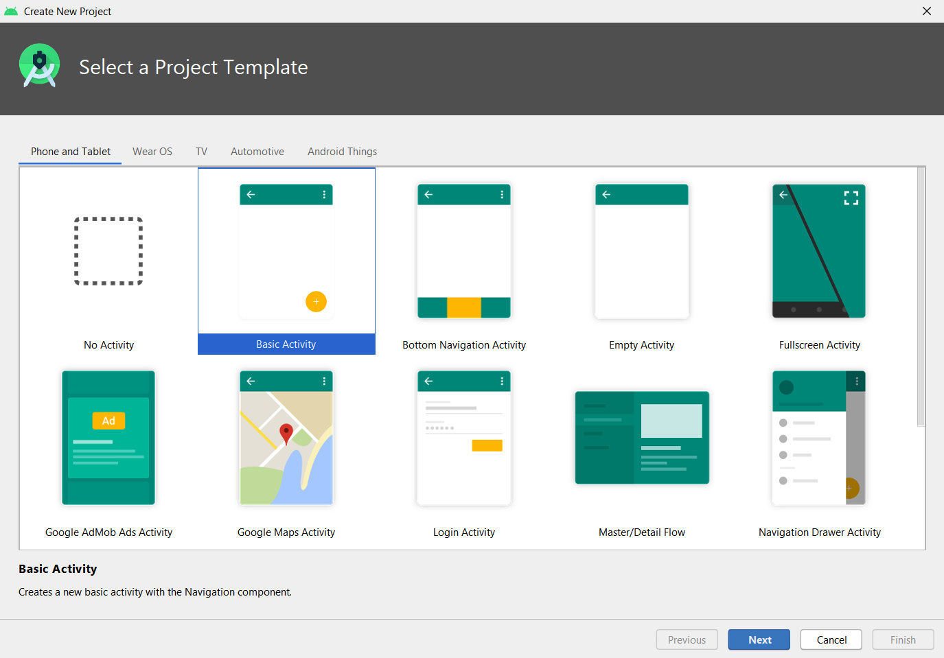 Figure 1.8 – Select a Project Template window