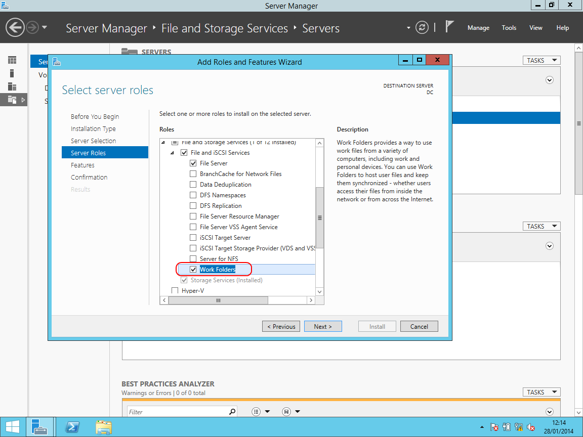 Windows Server ADd feature Work Fodlers Windows Server ADd feature Work Fodlers