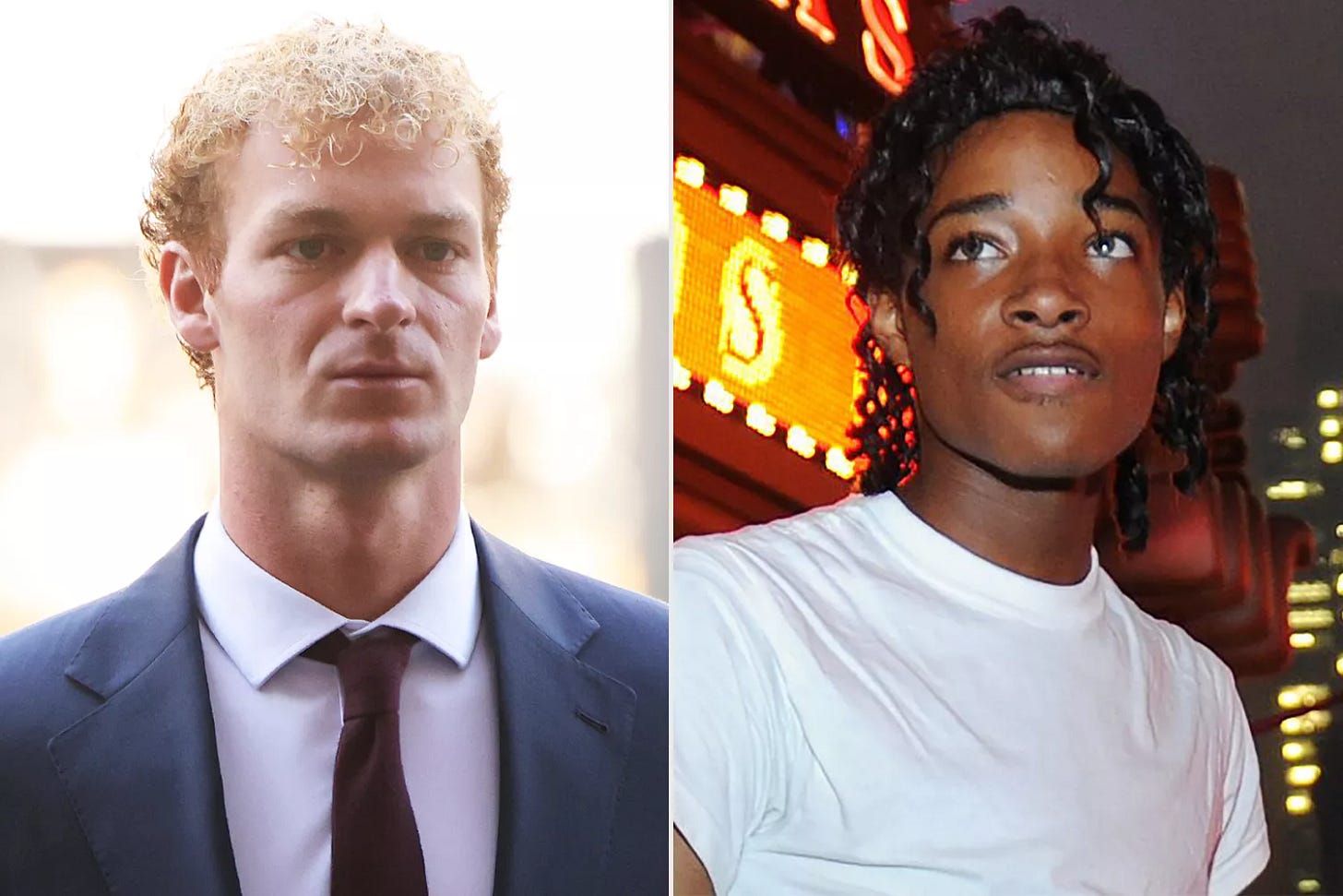 Daniel Penny arrives for his trial at Manhattan Criminal Court on November 18, 2024 in New York City. Penny, 26, a former Marine, is charged in the death of Jordan Neely by choking him during an altercation involving panhandling on a New York City subway car; Jordan Neely is pictured before going to see the Michael Jackson movie, 'This is It' outside the Regal Cinemas on 8th Ave. and 42nd St. in Times Square, New York, in 2009 Daniel Penny arrives for his trial at Manhattan Criminal Court on November 18, 2024 in New York City. Penny, 26, a former Marine, is charged in the death of Jordan Neely by choking him during an altercation involving panhandling on a New York City subway car; Jordan Neely is pictured before going to see the Michael Jackson movie, 'This is It' outside the Regal Cinemas on 8th Ave. and 42nd St. in Times Square, New York, in 2009