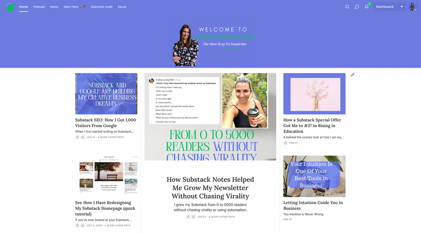 This is what a branded Substack homepage looks like afrer using branded images This is what a branded Substack homepage looks like afrer using branded images