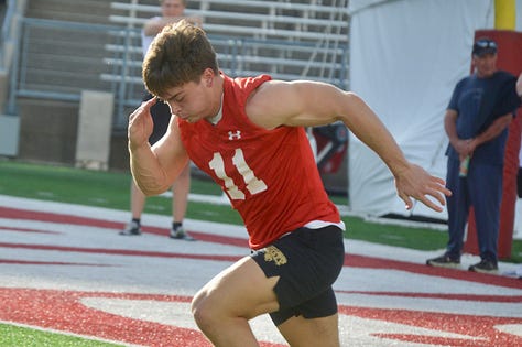 Images from Wisconsin football's first skills position camp on Wednesday, June 3, 2026 inside Camp Randall Stadium.