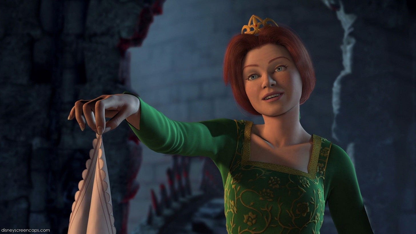 Fiona giving Shrek her favor