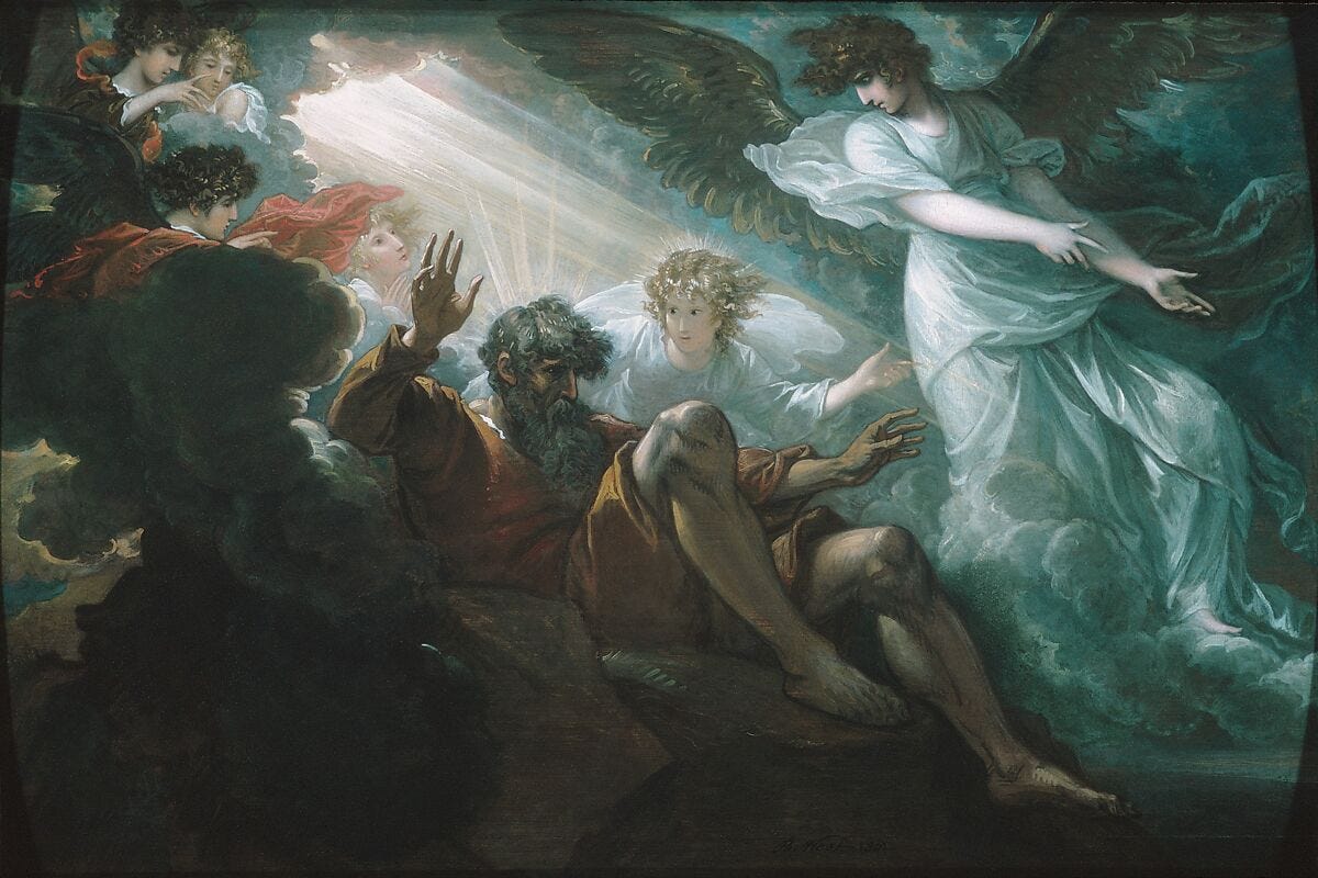 Painting featuring Moses and angels