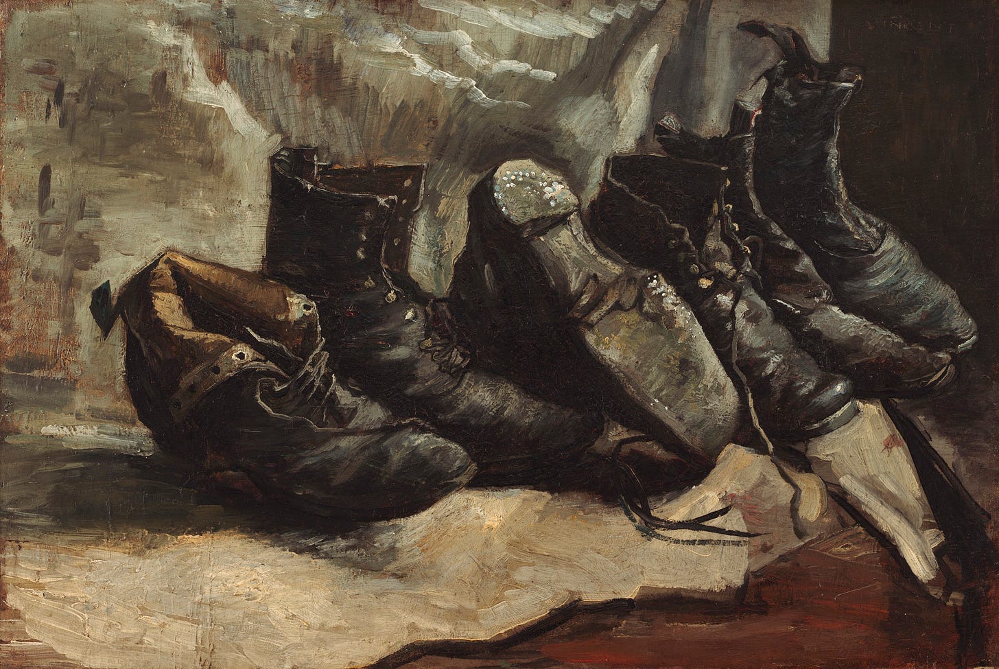 Three pairs of Shoes,1887, Fogg Museum, Cambridge, 49 x 72cm, F332/JH1234