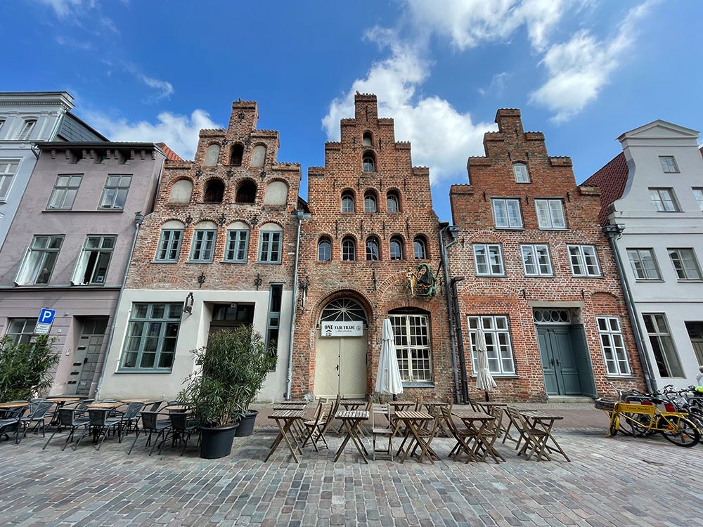 Gabled houses on a street in Lübeck